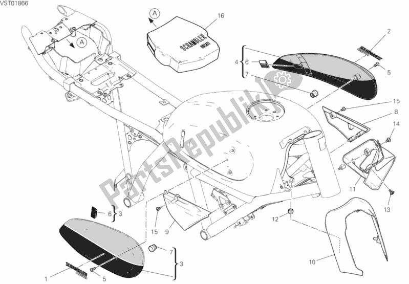 Todas las partes para 37a - Carenado de Ducati Scrambler Full Throttle USA 803 2019